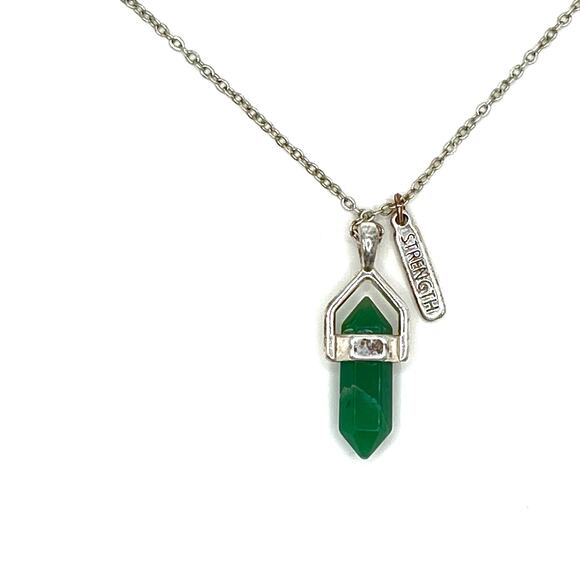 Necklace Pendant Fashion Jewelry Strength Chakra Green Stone SP 20" Necklace - Picture 4 of 7